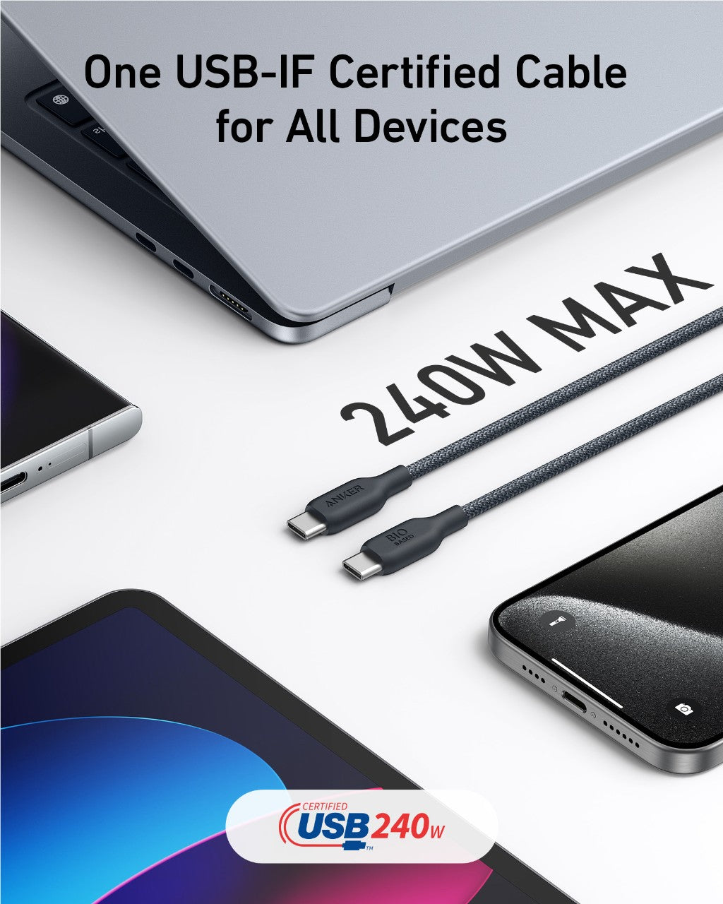 Anker USB C to USB C Cable (240W, 10 ft)